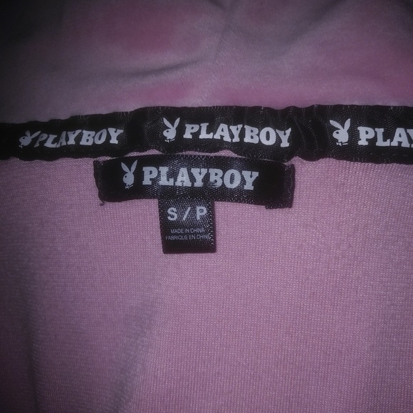 Playboy Women's Pink Soft Velour Zip Up Hoodie Bling Bunny Logo Size S Y2K - Picture 13 of 16